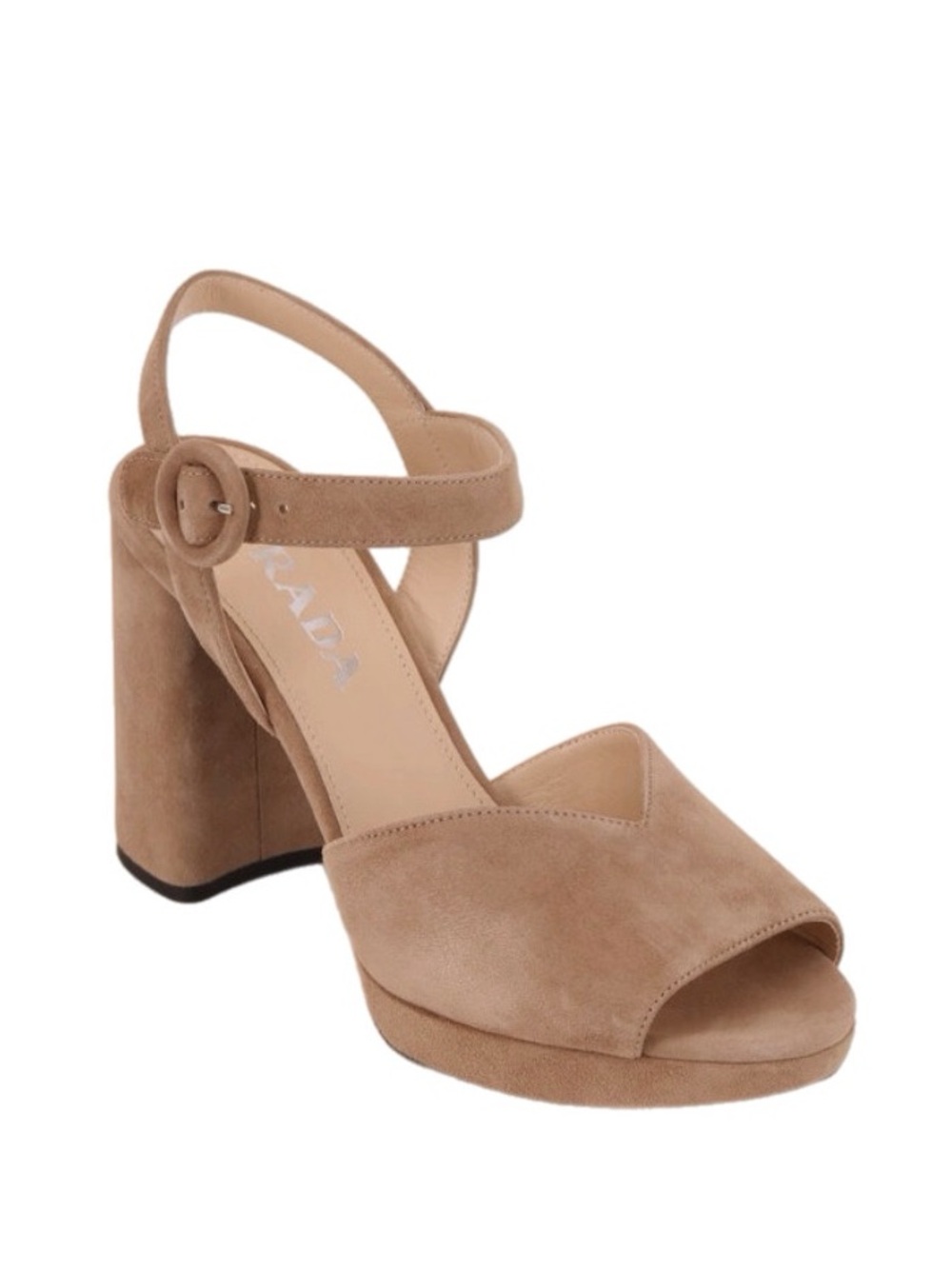 PRADA Nude Suede Two-Band Platform Sandal - Picture 1 of 7